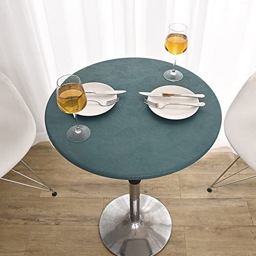 Morbuy Rund Tischdecke Wachstuch Elastisch, Gartentischdecke Wasserdicht Schmutzabweisend Abwischbar Nordisch Blatt Tischtuch für Dekoration Küchentisch Kaffee Restaurant Garten (120cm,Grün)