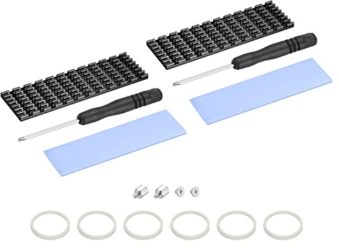 sourcing map 2 Pack M.2 SSD Heatsink Cooler Alloy Aluminum Heat Sink with Mounting Screws Screwdriver Kit,1mm Thermal Pad, for Laptop, 70 * 22 * 3mm, Black