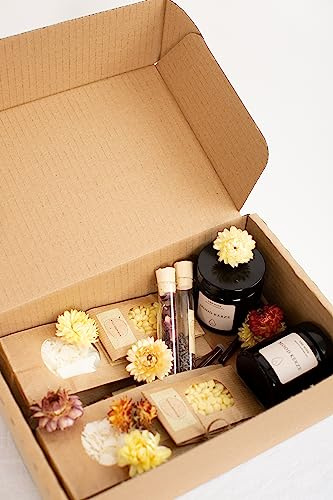 Kerzen selber machen Set - Kerzen Box Botanical Big DIY Kerzen Set mit Sojawachs, Ätherischen Ölen und Mineralpigmenten - Komplettset für kreative Kerzenherstellung (Lemongrassöl)