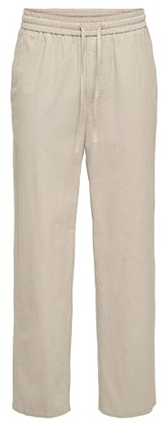 ONLY & SONS ONSSINUS Loose 0007 COT Lin - Pantaloni, Rivestimento Argento., L