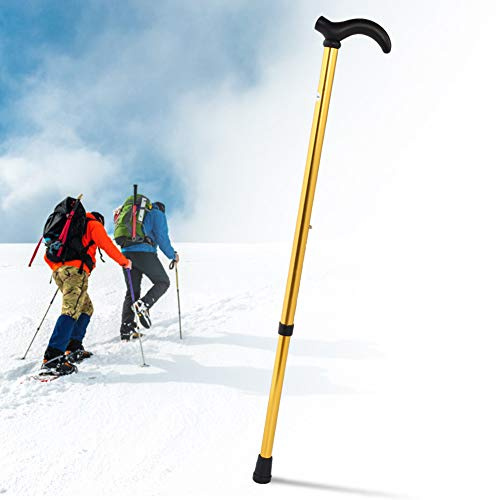 Topyond Ultraleichter Teleskop-Gehstock aus Aluminiumlegierung, Höhenverstellbar, rutschfeste Spitze Für ältere Menschen, Wandern Und Bergsteigen (gelb)