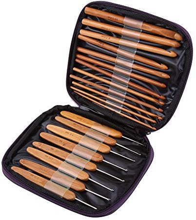 Häkelnadel-Set aus Holz, 20-teilig, Bambus-Häkelnadeln, Strickgewebe, Bastelgarn, Nähen, Strickwerkzeuge Mit Etui, Haushalts-Strickhandwerk