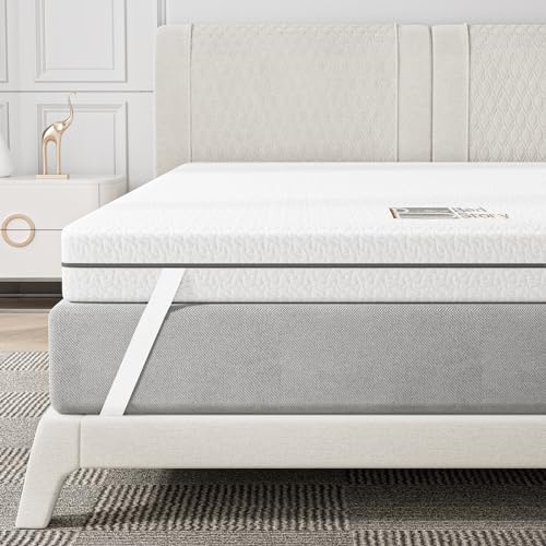 BedStory 10CM Topper Matrimoniale 160x190 cm,Topper Memory Foam Matrimoniale con infuso di Carbone di Bambù, Coprimaterasso con rivestimento rimovibile e lavabile, Correttore Materasso