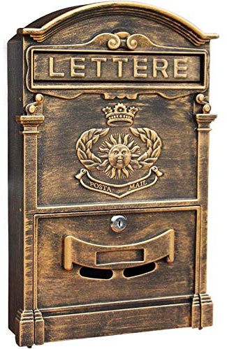 American Style Letterbox Wall Mounted Mailbox Postbox Vintage Outdoor Front Door Safes Post Mail Box Lockable Weatherproof Letter Racks-Brown