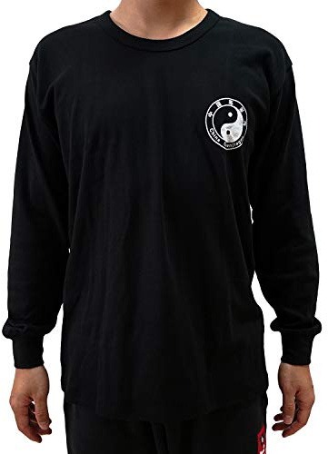 Dee Plus Tai Chi Manches Longues T Shirt Kung Fu Qi Gong Yinyang Bagua Taiji Tee Shirt, Martial Arts T-Shirt de Sport pour Homme, pour l'Entraînement et la Course, Col Rond Unisexe Coton