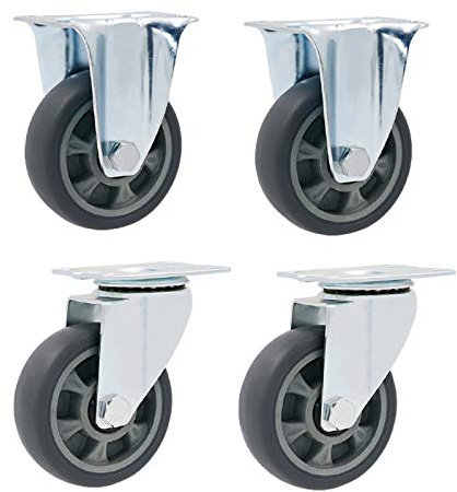 Gummierte Trolley-Räder Lenkrollen, Schwerlast-Schwenkplattenräder, Universalmöbel, Industrietransporträder, TPR-Gummiräder, Ersatz for Karren, Werkbank, Trolley, 4 Stück/Ständer/100 mm (Color : Univ