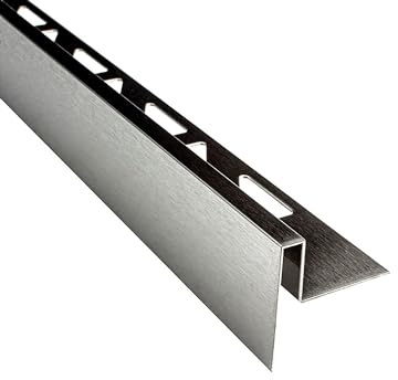 Edelstahl Stufenprofil Treppenprofil Fliesenleiste Treppen V2A L2,5m H12mm gebürstet