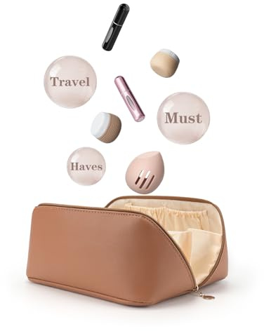 Travel Make up Tasche, Groß Kosmetiktasche/ Toiletry Bag für Damen, Container für Toilettenartikel (Travel Cremedose, Mini Perfume Refillable, Makeup Sponge Holder)