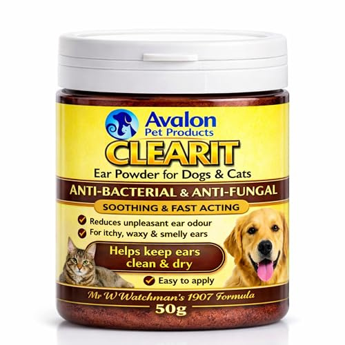 CLEARIT 50G Ear Powder for Dogs & Cats – Anti Bacterial & Anti Fungal Powder – Supports Yeast Control, Itching, Wax Build-Up & Odour - Helps Keep Ears Dry, Fresh & Comfortable