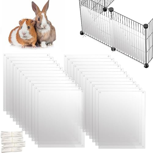 Oncpcare 24-pack husdjursfoder i plast kaninbur urin skydd genomskinlig bur kantfoder marsvin sidofoder för små djur burtillbehör – håll skräp i buren, 25 x 20 cm