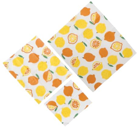 Healvian Beeswax Sheets 3pcs Food Wraps Reusable and Food Preservation Cloths Lemon Pattern for Home Restaurant
