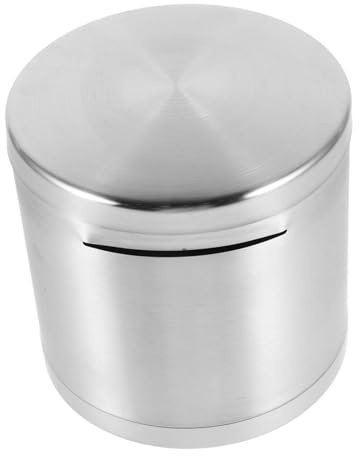 Hucha de Acero Inoxidable Plata para Ahorro Contenedor Cilíndrico