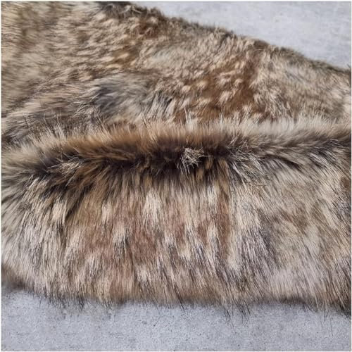 Kunstpelz-Überwurf, Kunstpelzstoff, Langflor, 175 cm breit, weicher Plüschstoff für DIY-Pelzkragen, Nähen, Basteln für Kleidung, Socken, Puppen, Weihnachtsbäume usw. (Farbe: Braun, Größe: 175 x 2