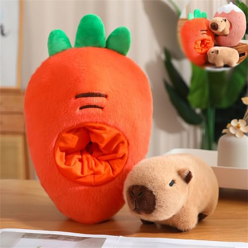 Neu Capybara Plüschtier, Kuscheltier Capybara 2 In1, Avocado Plüschtier, Simulation Avocado Kuscheltier XXL, Abnehmbar Plüschtier Super Weiche Gefüllte Spielzeug Plüsch Für Kinder (orange, 45 cm)