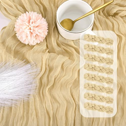 8 Stück 10 Fuß Käsetuch-Tischläufer, Beige, 20 x 120 Zoll, rustikale Gaze, Boho-Käsetuch-Tischläufer, Hochzeit, Langer Tischläufer für Hochzeitsfeier, Brautparty, Tischdekoration