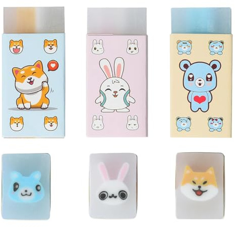 WUSJCOF 3-teiliges Tier-Radiergummi-Set, Kinder-Souvenirs, Geburtstagsbedarf, Kinderbedarf, Schreibwaren