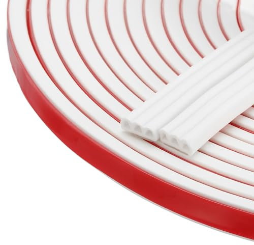 sourcing map Weather Stripping Door Seal Strip, 20 ft Silicone D Shape Door Seal Strip Self-Adhesive Weather Strip Soundproofing Seal Strip for Door Frame Window, 0.35 x 0.16, White