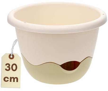 GarPet Blumentopf Hängend Blumenampel Außen Hängend Hängetopf Für Pflanzen Hängepflanzen Topf Hängeampel Hängender Blumentopf Mit Kette Wasserspeicher 30 Elfenbein