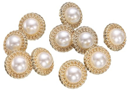 sourcing map 10pcs 16L Pearl Gold Metal Sewing Buttons 10mm 3/8 Round Women Coat Buttons with Plastic Shank Replacement DIY Button for Sewing Clothing Sweater Decoration Craft, #2