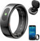 Smart Ring - Anillo de salud para hombre y mujer, Android e iOS, con frecuencia cardíaca, rastreador de sueño, rastreador de actividad impermeable para tiempo deportivo, distancia, calorías, negro