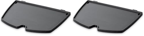 Weber Grillplatte für Q1000-1200 - 1400 Grills, Plancha, aus porzellanemailliertem Gusseisen, optimal zur Zubereitung von Spiegeleiern, Speck, Garnelen, Gemüse und mehr - Schwarz (6558)
