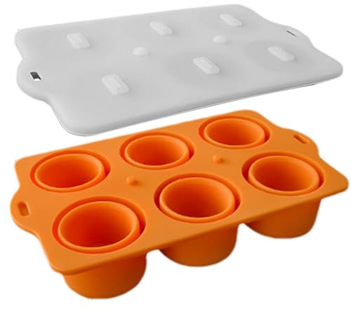 Moldes de Hielo | Molde de Silicona 6 Alvéolos Antifugas para Palitos Glácteos, Accesorios de Cocina para Bebidas Estivales, Postres, Camping y Fiestas