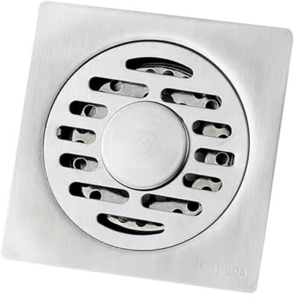 HOMSFOU Siphon de douche carré en acier inoxydable avec filtre de vidange de salle de bain pour une installation facile et une résistance pour évier et utilisation utilitaire