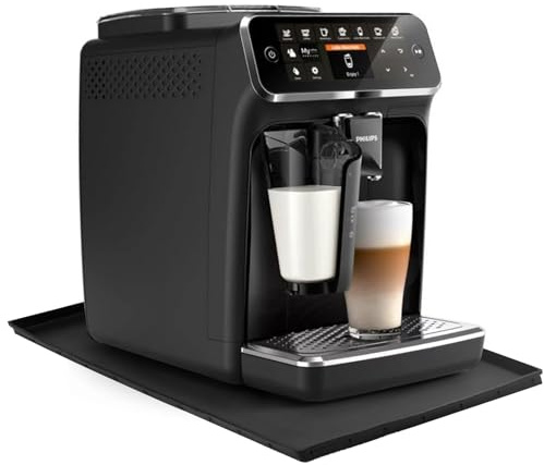 Wasserdichte Silikonunterlage für Kaffeemaschinen und Kaffeevollautomaten, Airfryer Kaffee-Matte für De’Longhi Magnifica, Philips Lattego, Siemens EQ.6 Plus Serie u.a., 48x30 cm, Schwarz (Black)