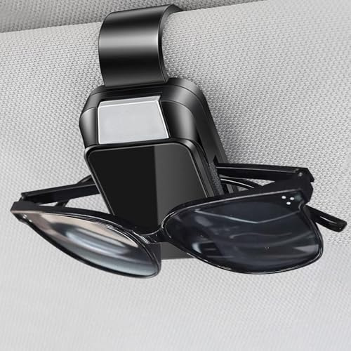 BellaGesundheit Brillenhalter für Auto Sonnenblende – Universelle Brillenhalterung für Sonnenbrillen & Ersatzbrillen – Einhandbedienung, Kompatibel mit den meisten Modellen (Schwarz)