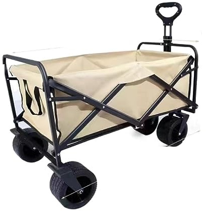 Chariot de jardin pliable robuste – Chariot de courses d'extérieur à 4 roues pour festivals, jardinage et travaux de cour – Chariot utilitaire durable et polyvalent