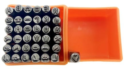 37Stück Schlagzahlen Set, 3mm Schlagbuchstaben, Alphabet A-Z, Nummer 0-9, Schlagstempel Zahlen zum Stempeln von Kunststoff Holz Leder