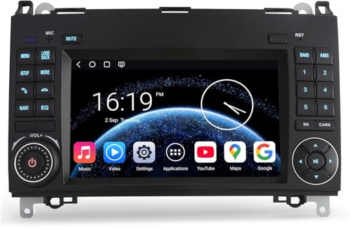 Qualcomm 8 Core 8+128GB Android 14 Autoradio für Mercedes A-Klasse W169 B-Klasse W245 Vito Viano Sprinter VW Crafter GPS Navigation SWC Wireless CarPlay Android Auto Bluetooth 5.0 DAB+