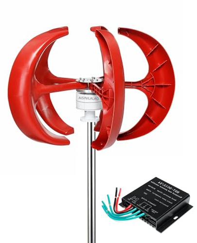 AISINILALAO 48v,12000W Turbina Eolica Verticale a Bassa velocità di Vento con 5 Pale, Kit Generatore di Energia Eolica con Controllore, Funziona in Sicurezza in Un Ambiente di -40℃~80℃ per Casa