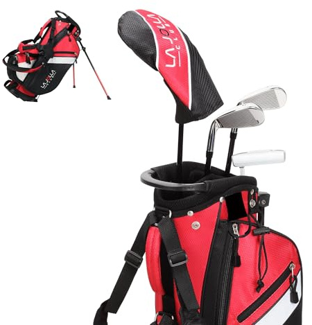 La Jolla Club Set da golf per bambini da 5 a 6 anni (41-46 pollici) | mano sinistra | Driver in lega leggera, ferri in acciaio inossidabile e putter in zinco | Include borsa con supporto a doppia