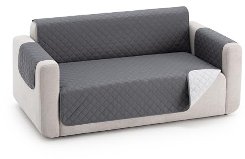fundabel® Funda Cubre Sofá Due Acolchada, 3 Plazas (160 cm), Gris | Reversible | Protector Sofá Universal | Tacto Suave y Resistente | Ideal Mascotas | Fabricada en España