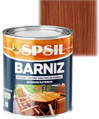 SPSIL Barniz Madera y Pintura para Madera Caoba 750ml, Lasur Protector con Secado Rápido y Alta Durabilidad, Ideal para Uso Interior y Exterior en Todo Tipo de Superficies de Madera