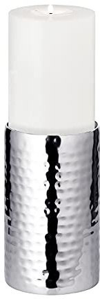 EDZARD Kerzenhalter Agadir (H 15 cm, Ø 8,5 cm), Edelstahl, Stumpenkerzen | Kerzenständer für Stumpenkerzen Ø 8 cm · Bodenkerzenständer und Säulenkerzenhalter · Kerzenständer rund in Silber