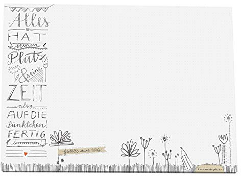 Eine der Guten Schreibtischunterlage A3 aus Papier zum Abreißen, weiß mit Punkteraster & Blumen Design, 30 x 42 cm, 25 Blatt Schreibunterlage Abreißblock, Recyclingpapier