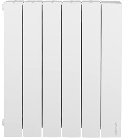 Atlantic, Radiateur électrique ACCESSIO: chaleur inertielle, sans à-coup et longtemps perceptible, Horizontal 2000 Watts, Blanc, Façade aluminium avec limiteur thermique de sécurité