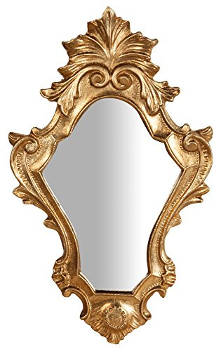 Biscottini Specchio Specchiera da parete stile Shabby in legno con finitura Foglia Oro Anticato misure L25xPR2,5xH40 cm produzione Artigianato Fiorentino Made in Italy