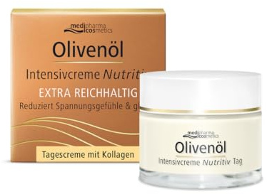 Olivenöl Intensivcreme Nutritiv Tagescreme | Reduziert Spannungsgefühle & glättet | Extra reichhaltige Pflege mit Collagen | Von medipharma cosmetics | 50 ml