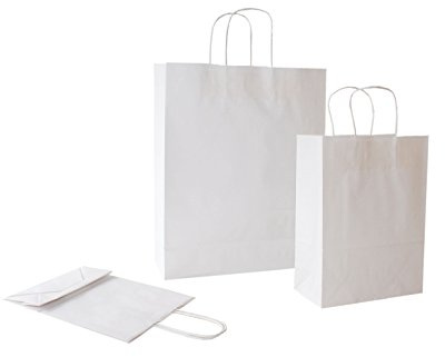 PGV Papiertragetaschen mit Kordel Weiss - Verschiedene Größen und Mengen (32 + 13 x 41 cm, 100 Stück)