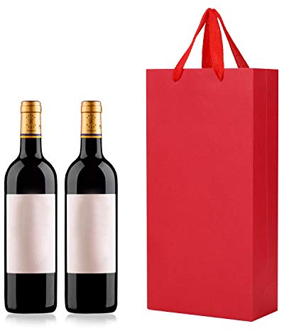 Geschenktasche 10 Stück Geschenktüte Kraftpapier Weintasche Weinbeutel Tragbare Flaschentasche Wein Sekt Champagner Tragetasche Verpackungstasche Rotwein Papiertasche für Hochzeit Party Weihnachten