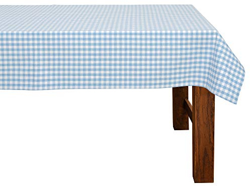 FILU Tischdecke 130 x 160 cm Hellblau/Weiß kariert (Farbe und Größe wählbar) - hochwertig gefertigtes Tischtuch aus 100% Baumwolle