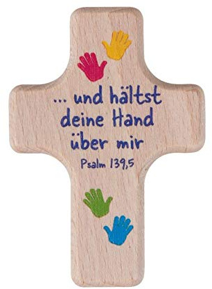 Handschmeichler Holz 6cm / Holzkreuz Kreuz hälst deine Hand über mir / mit Geschenkkarte