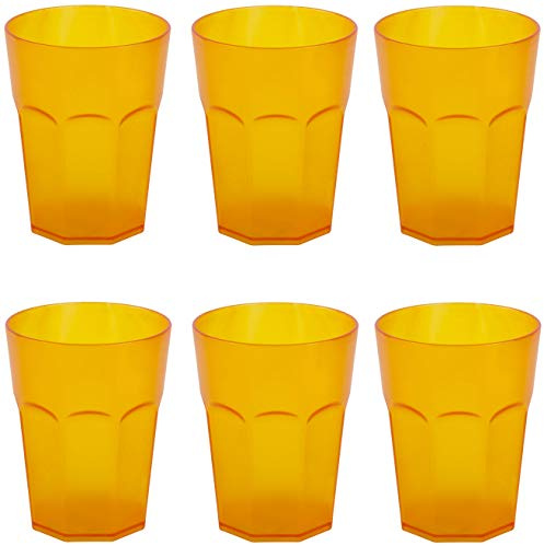 ENGELLAND 6X Kunststoffbecher Trinkbecher Party-Becher Plastik Trink-Gläser Mehrweg Coktailbecher Orange 0,4l