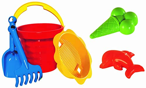 DOHÁNY Sandspielzeug Set Schaufel Rechen Eimer Förmchen Sieb Kinder Eimergarnitur 6-TLG.
