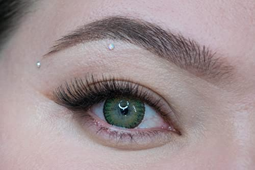 MYSALENS® Lentilles De Contact De Couleur Green Vert Kit De Rangement Boitier Pince applicateur Offert 12 Mois sans correction