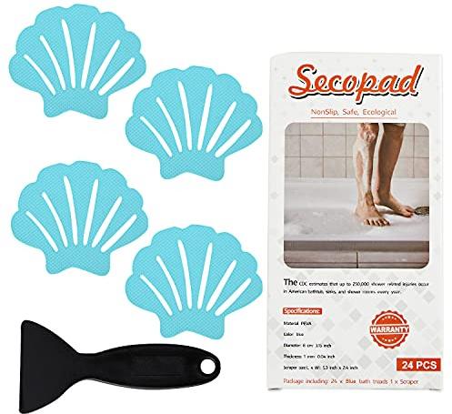 Secopad Lot de 24 Autocollants antidérapants pour Baignoire, Bleu