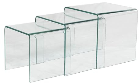 Vente-unique Tables Basses gigognes Minka - Verre courbé Transparent